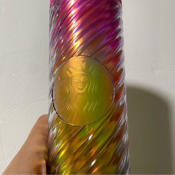 Starbucks Tim Singleton LGBT Pride 2023 Rainbow Swirl 16 OZ Tumbler Cup mug GUC - Picture 3 of 9